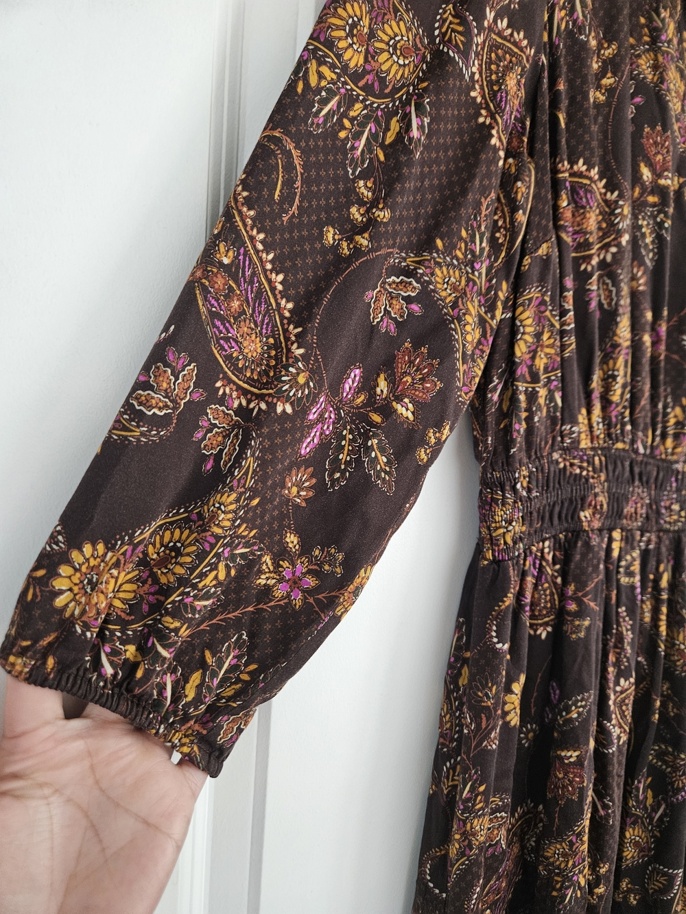 J.Jill Floral Smocked-Waist Dress Size Medium - Picture 5 of 7
